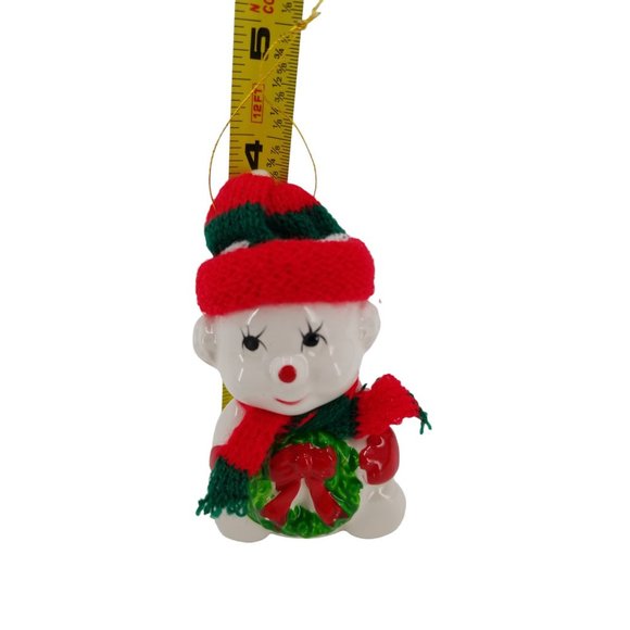 VTG Polar Bear with Knit Hat and Scarf Holding Wreath Christmas Ornament 1988 - Picture 10 of 10